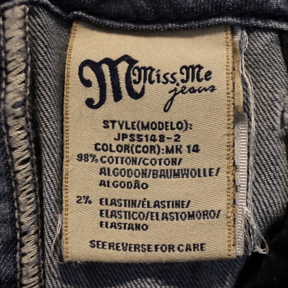 Miss Me Wide Leg Mid Rise Bling Jeans 27 JPS5148-2 MK14 Y2K Vintage Style - Picture 14 of 14